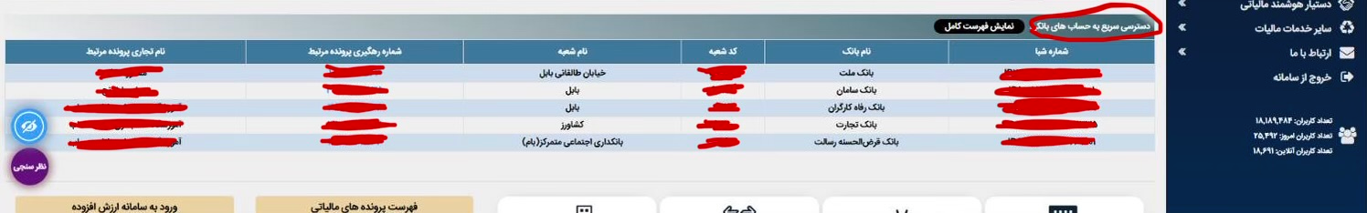 مشاهده و بررسی حساب‌های تجاری در سامانه مالیاتی